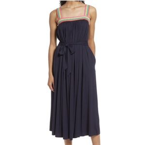 NWT Boden Navy Crochet Trim Maxi Dress 10 Petite